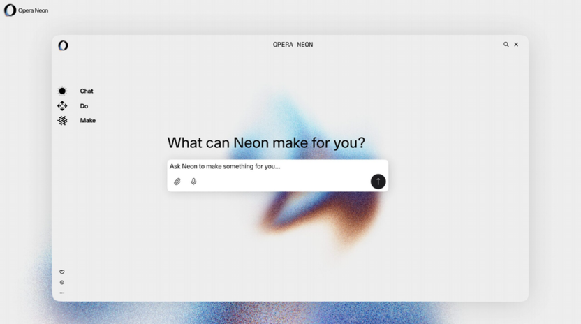 Интерфейс браузера Opera Neon со встроенным AI-агентом