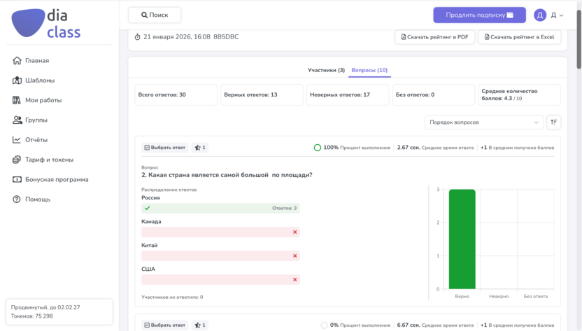 Аналитика слайдов DiaClass