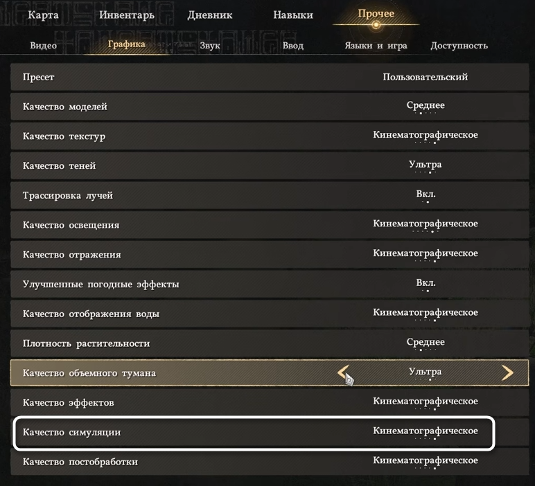 Изменение качества симуляции в Crimson Desert