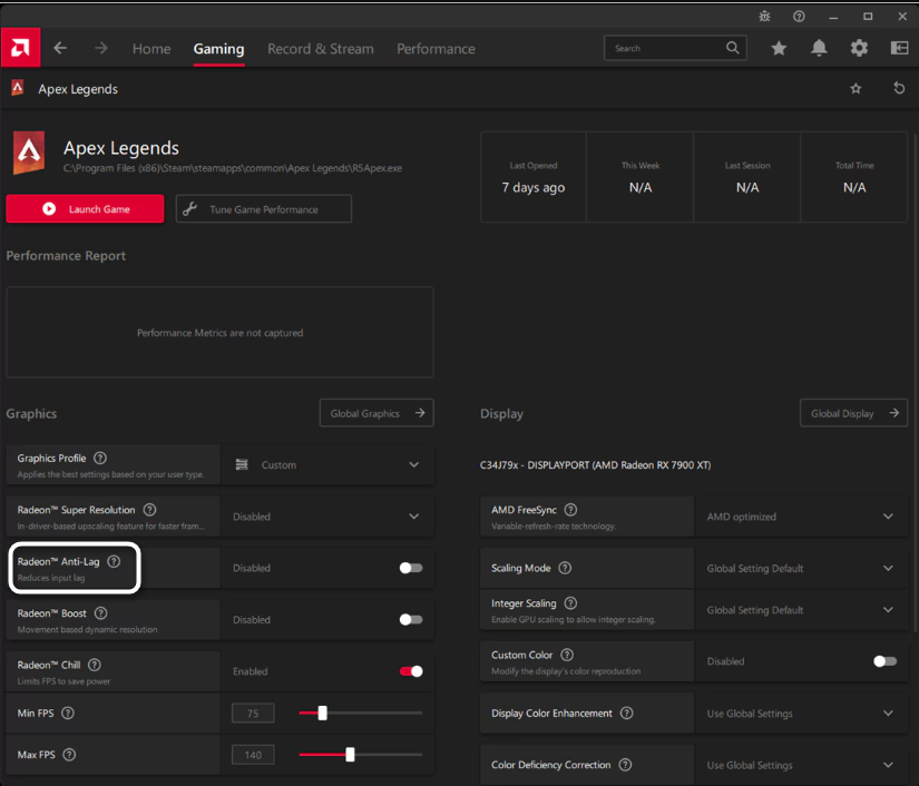 Включение AMD Anti-Lag 2 непосредственно в драйвере видеокарты AMD Anti-Lag 2