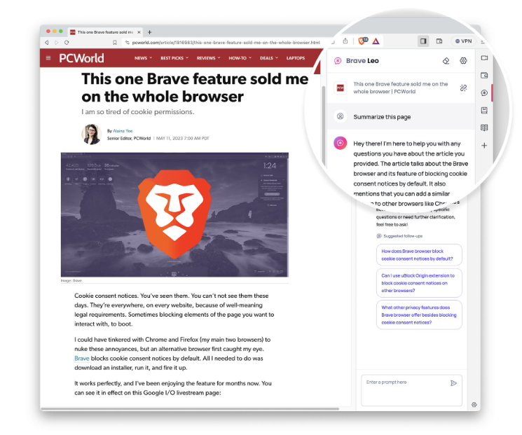 Ознакомление с ИИ-инструментами Brave Search для поиска информации в интернете