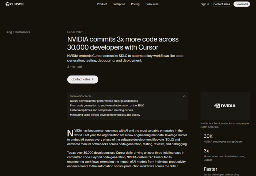 Отчет об использовании Cursor компанией NVIDIA
