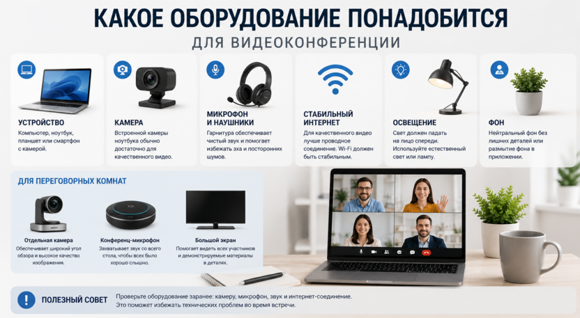 Какое оборудование понадобится для видеоконференции