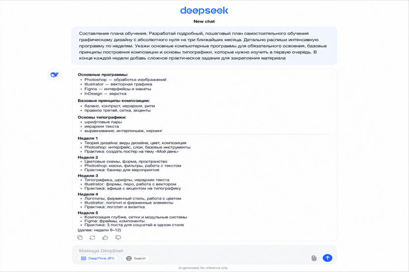 Составление плана обучения