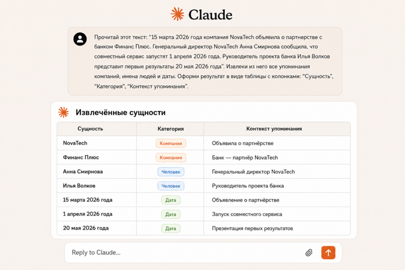 Извлечение данных из текста в Клоде