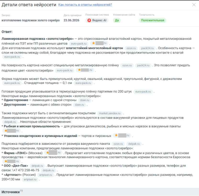 Инструмент «Мониторинг ИИ-видимости»