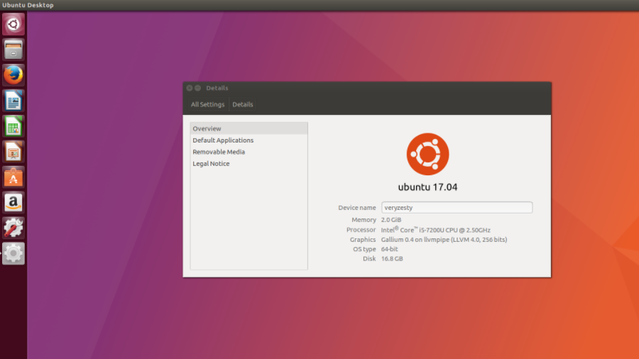 Рабочий стол Ubuntu 17.04