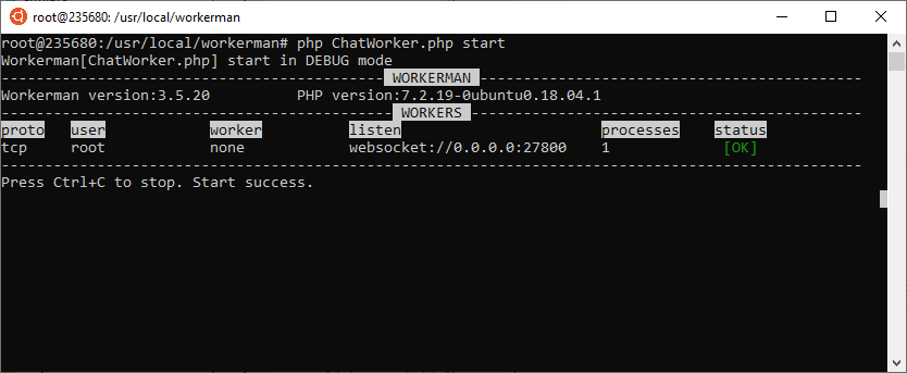 php ChatWorker.php start