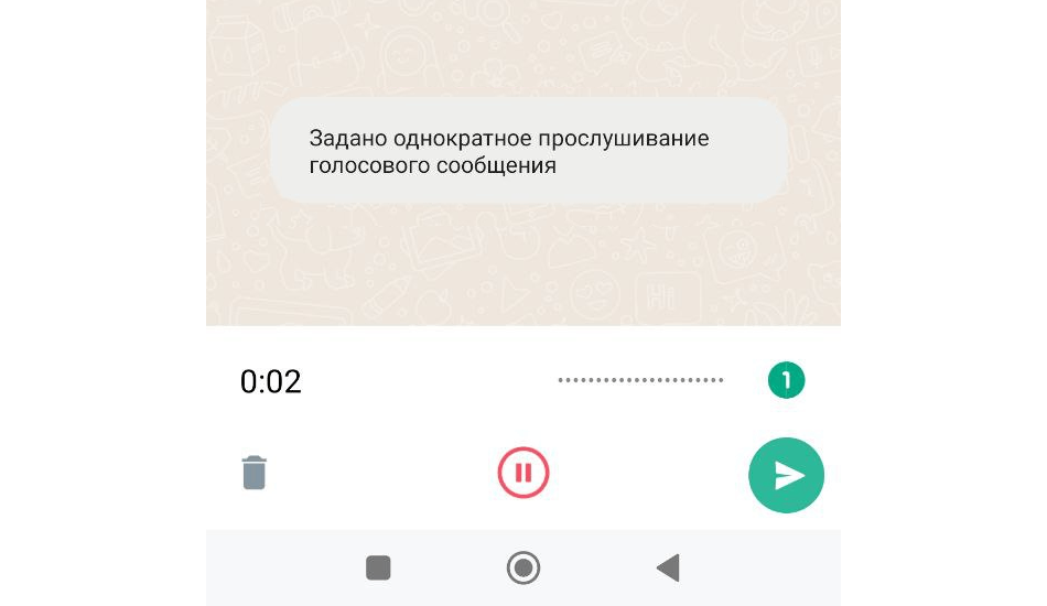 Как выглядит самоуничтожающееся сообщение в Ватсапп