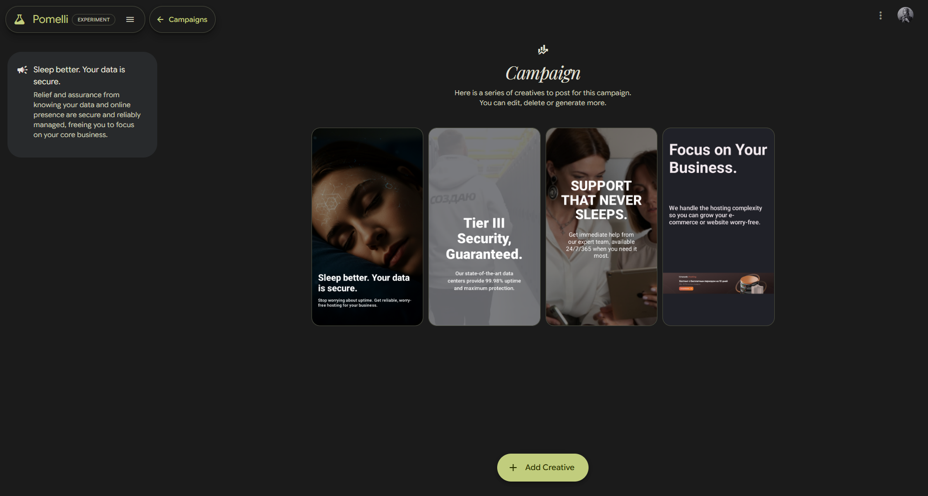 Пример работы Pomelli