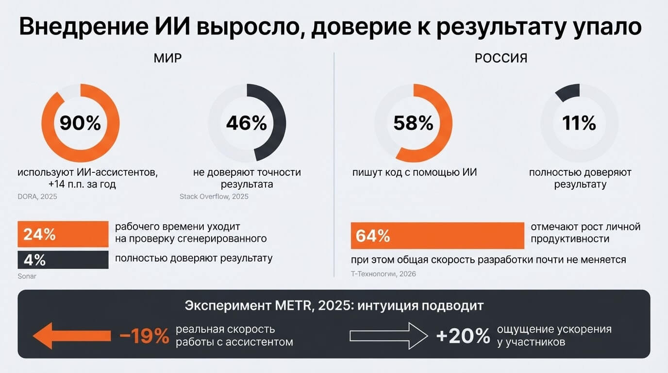 Внедрение AI выросло, доверие к ИИ упало