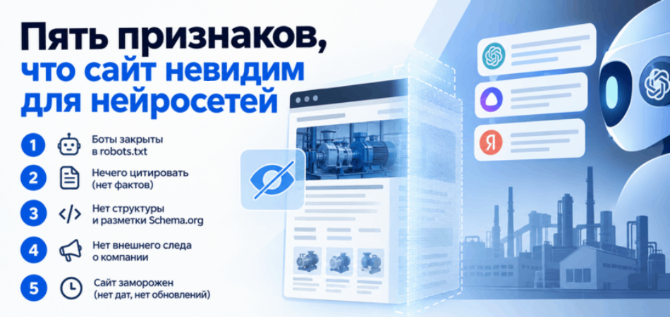 Пять признаков, что сайт невидим для нейросетей