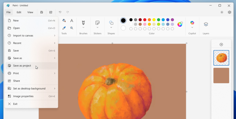 Paint получил функции уровня Photoshop: проектные файлы и ползунки прозрачности