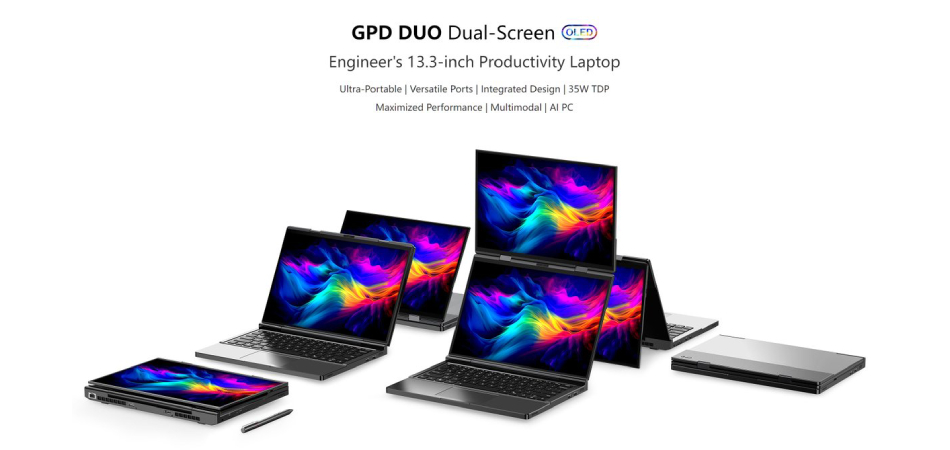 GPD показала компактный ноутбук Duo с двумя OLED-дисплеями