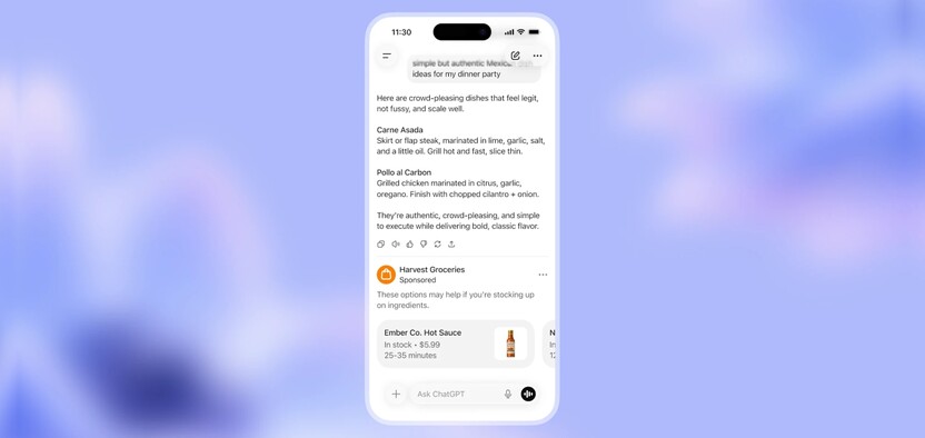 OpenAI запускает рекламу в ChatGPT для бесплатных пользователей и тарифа Go