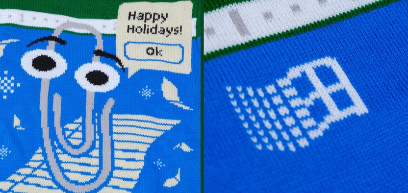 Новый «уродливый» свитер Microsoft посвящен скрепке Clippy