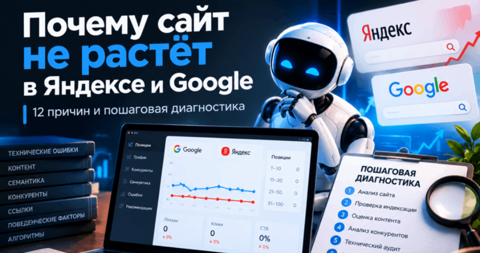 Почему сайт не растёт в Яндексе и Google 12 причин и пошаговая диагностика
